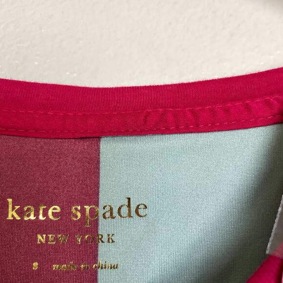 Kate Spade Henley Long Sleeve Pajama Top Small Check Button Pink Multi Cotton - Picture 10 of 13